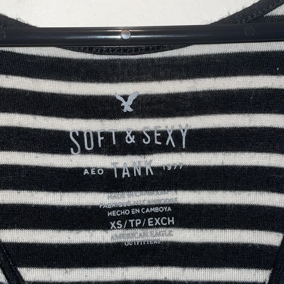 American Eagle Soft and Sexy Black and White Striped High Neck Tank Top - Picture 7 of 7